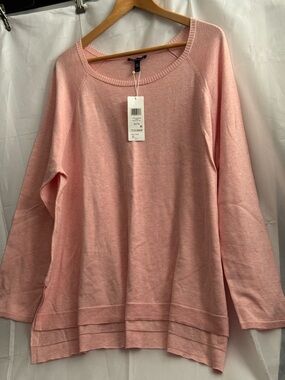 Eileen Fisher women silk/cotton Light Pink Long Sleeve Knit Sweater, XL
